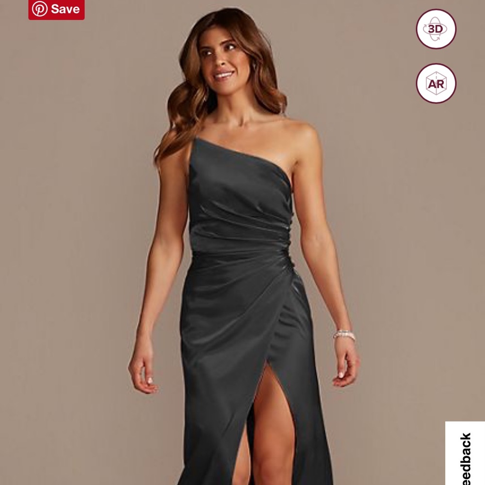 David’s Bridal Galina Signature Charmeuse Draped One-Shoulder Bridesmaid Dress